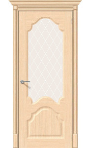 Межкомнатная дверь Афина, со стеклом, цвет БелДуб